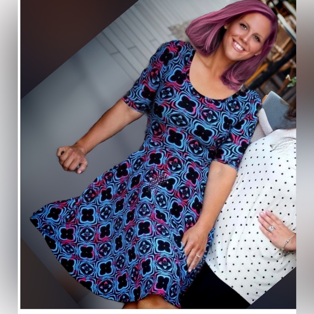 LuLaRoe Gray and Multicolor Dress